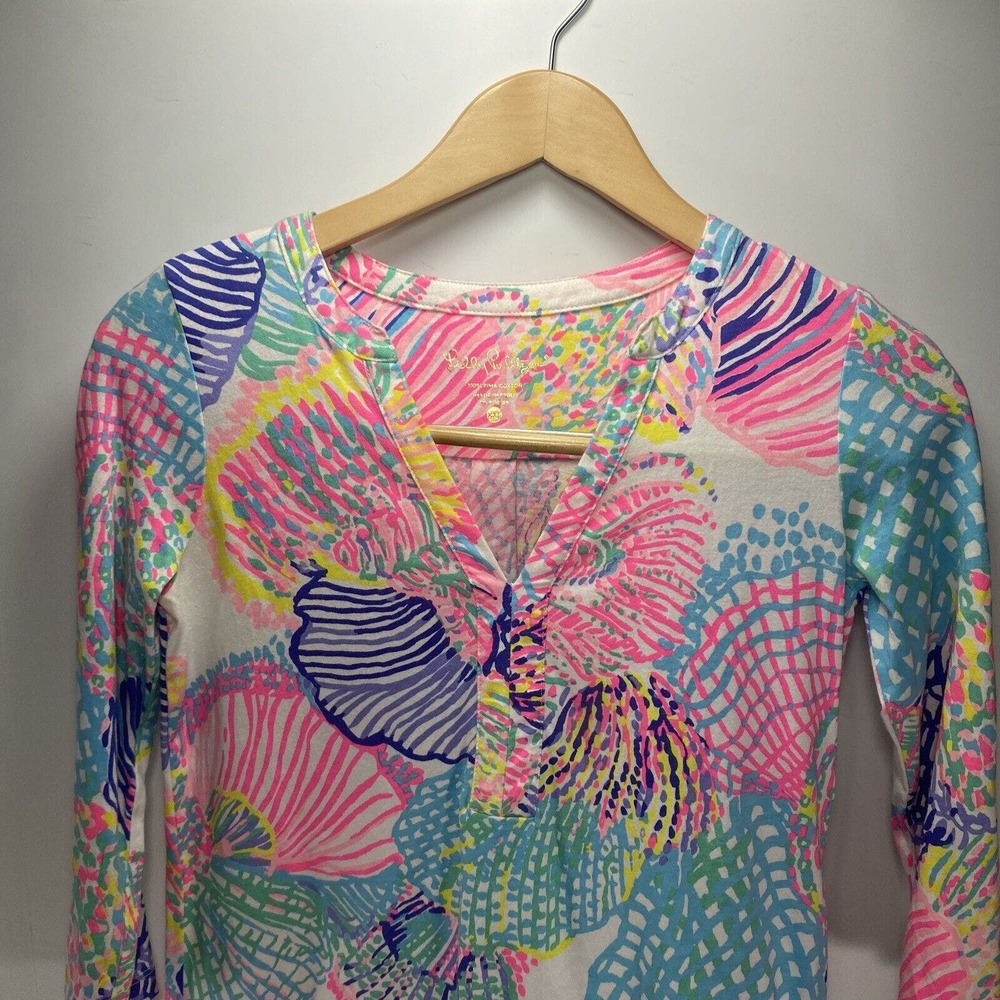 Lilly Pulitzer Dress Roar Of The Seas Long Sleeve Size XXS 100% Pima Cotton - Picture 2 of 4